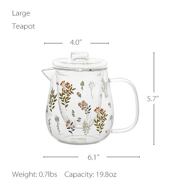 Floral Leaf Glass Cup and Teapot - High Temperature Resistant - ApolloBox