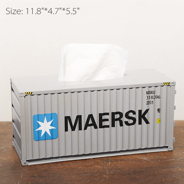 Metal Shipping Container Tissue Box Holder Dispenser Metal Handmade Paper Napkin 