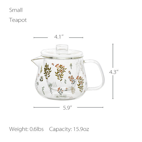 Floral Leaf Glass Cup and Teapot - High Temperature Resistant - ApolloBox