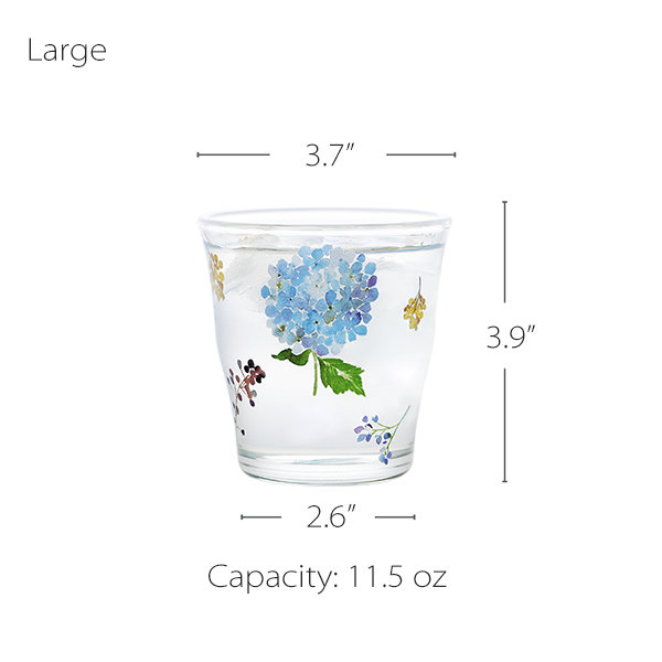 Floral Glass Coffee Cup, Hydrangea Garden Glass Iced Coffee Cup