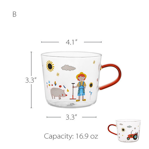 Cute Farm Themed Glass Mug - ApolloBox