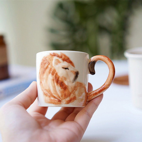 Household goods Creative Tiger Ceramic Coffee Espresso Mug Cups With Lids  And Spoon Personalized Gift Box Cute Kawaii Milk Cup Drinkware 