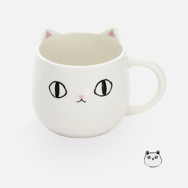 Cute Cat Mug - Ceramic - Relief Bread Pattern Design from Apollo Box