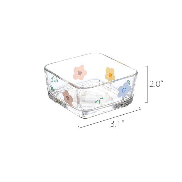 Floral Design Glass Salad Bowls - ApolloBox