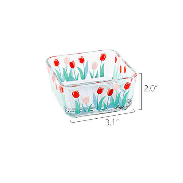 Floral Design Glass Salad Bowls - ApolloBox