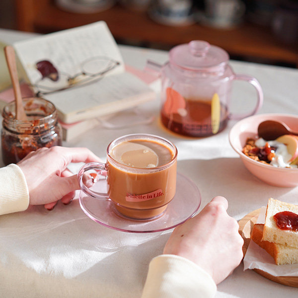 Delicate Pretty Glass Cup And Saucer from Apollo Box