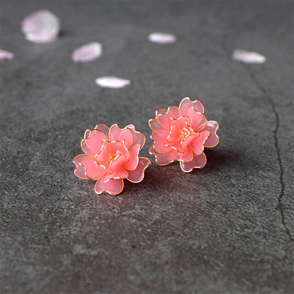 Tiny Cherry Blossom Earrings - Ebony and Sparrow