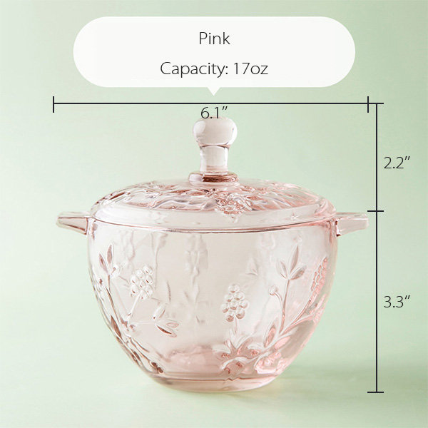 Glass Soup Pot - Pink - Transparent - ApolloBox