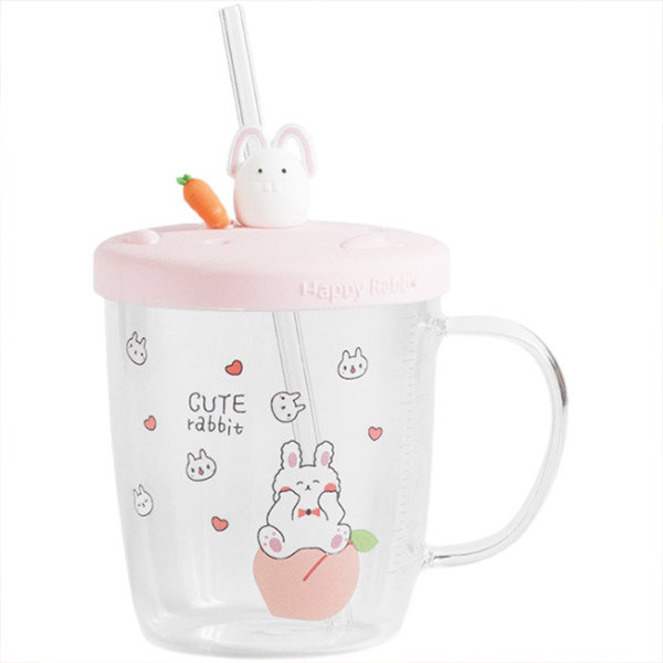 Cute Bunny Drinking Glass And Straw from Apollo Box