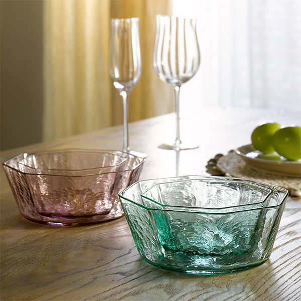 Floral Design Glass Salad Bowls - ApolloBox