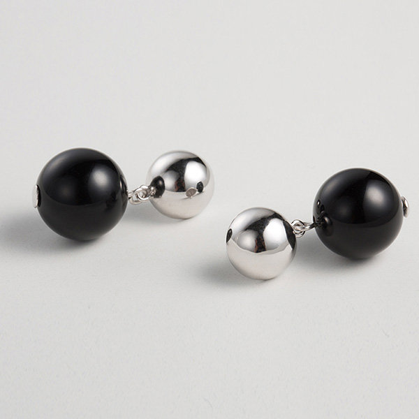 Black And Silver Sphere Earrings - ApolloBox