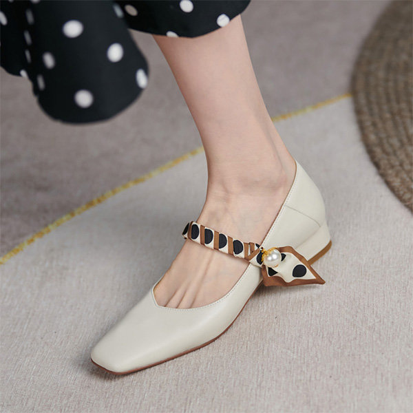 French Style Mary Jane Shoes Women Flat Vintage Square Toe Shallow