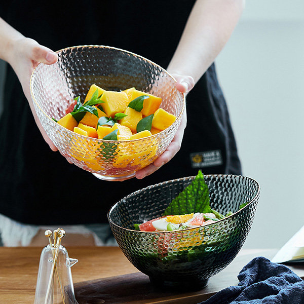 Floral Design Glass Salad Bowls - ApolloBox