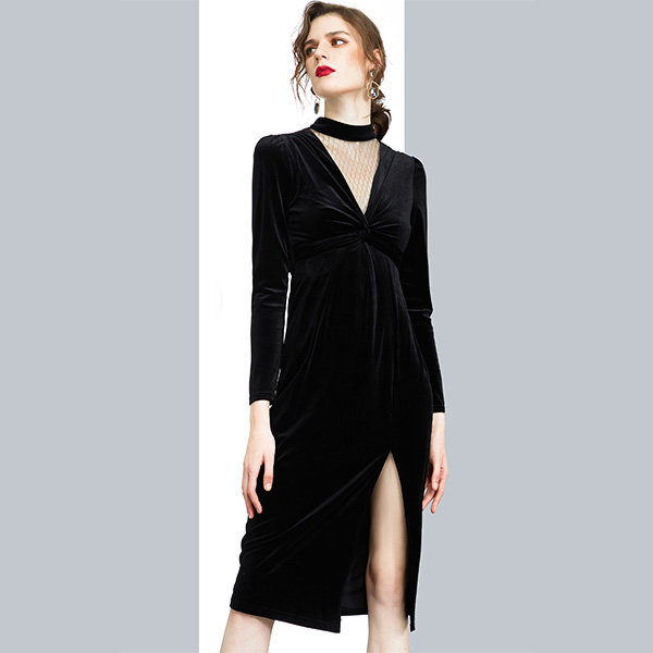 Black Slit Dress - ApolloBox