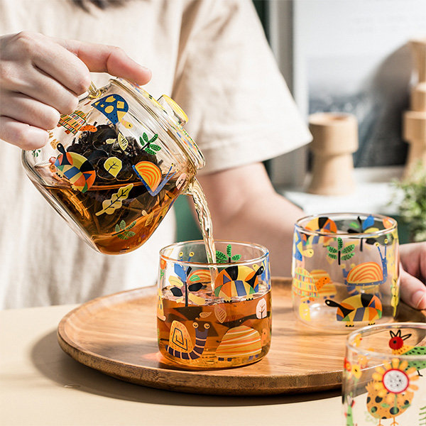 Fun Prints Glass Teapot And Cups - ApolloBox