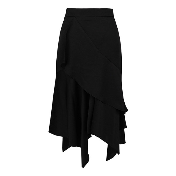 Black Ruffle Layer Midi Skirt - ApolloBox