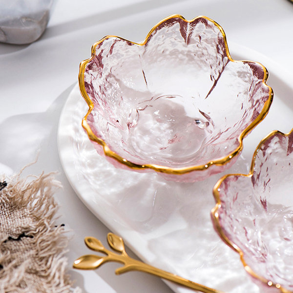 Sakura Glass Dish - Golden Rim - ApolloBox