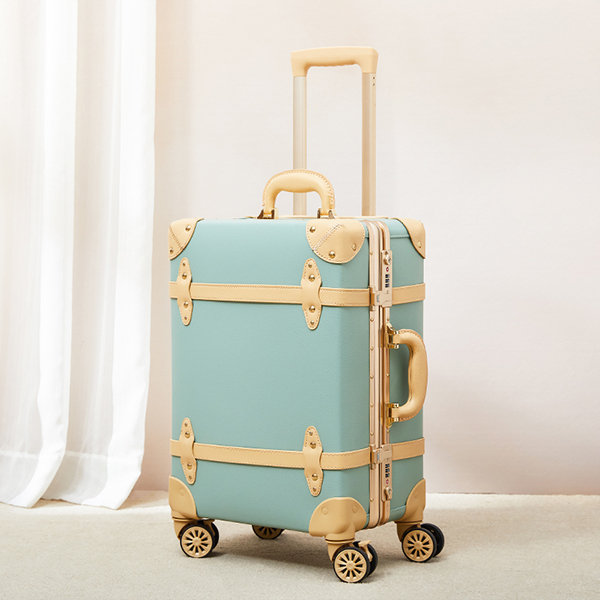 Vintage Inspired Faux Leather Suitcase - White - Blue - Brown from Apollo  Box