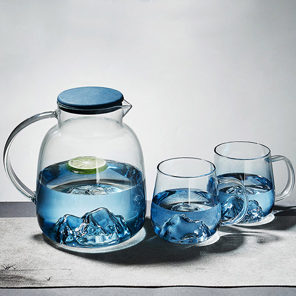 Blue Mountain Glass Tea Set - 1 Tea Pot - 2 Glasses from Apollo Box