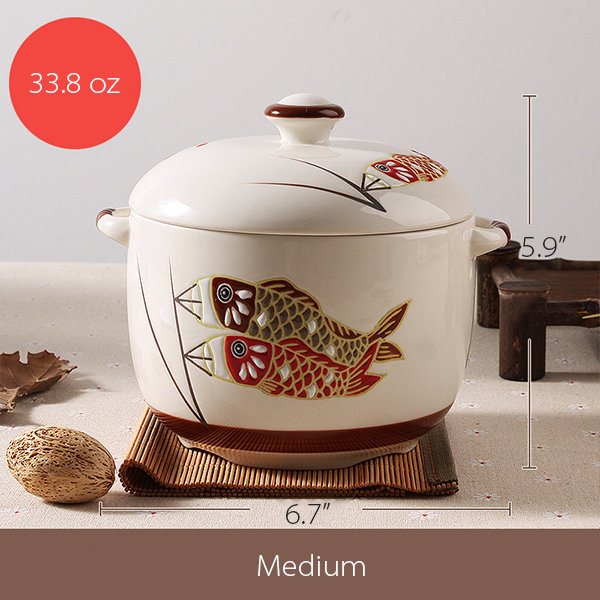 Japanese Inspired Ceramic Stewing Pot - Floral - Fish - 3 Sizes from Apollo  Box