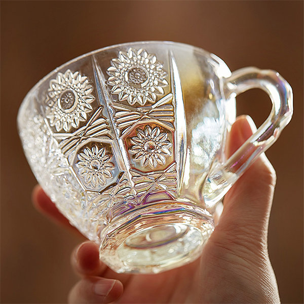 Delicate Pretty Glass Cup And Saucer from Apollo Box