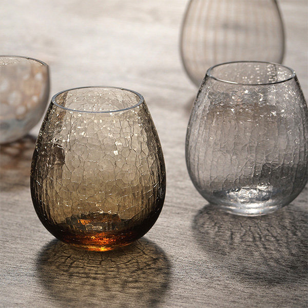 at Home Clear Crackle Stemless Wine Glass (14 oz)