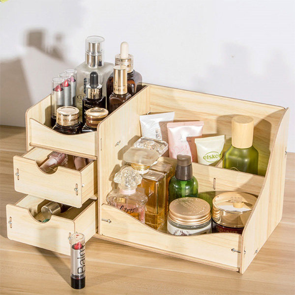 Wooden Makeup Organizer With Drawers, Large Cosmetic Storage Box Drawe –  Nillishome