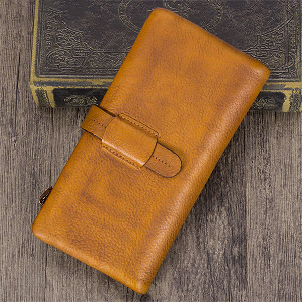 Leather ID Badge Holder/Wallet - Brown - Red - Durable and Stylish