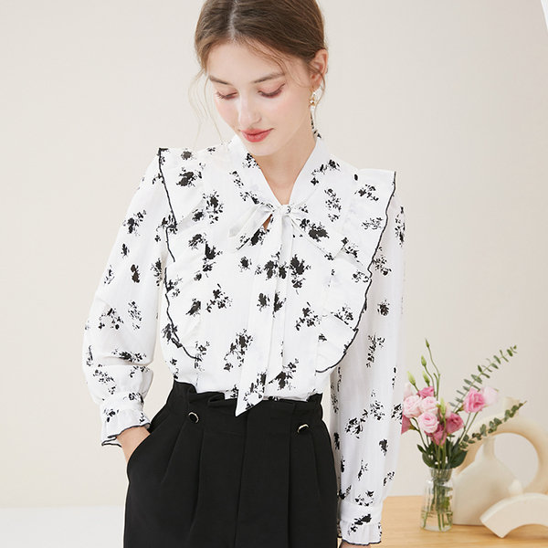 Black And White Ruffle Shirt - ApolloBox