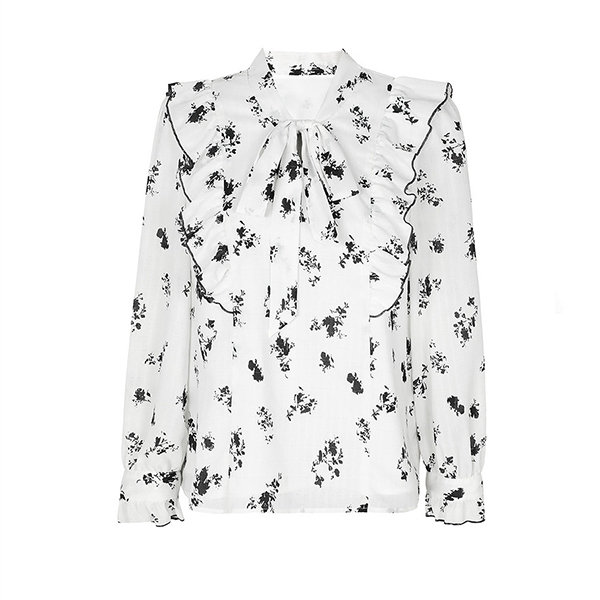 Black And White Ruffle Shirt - ApolloBox