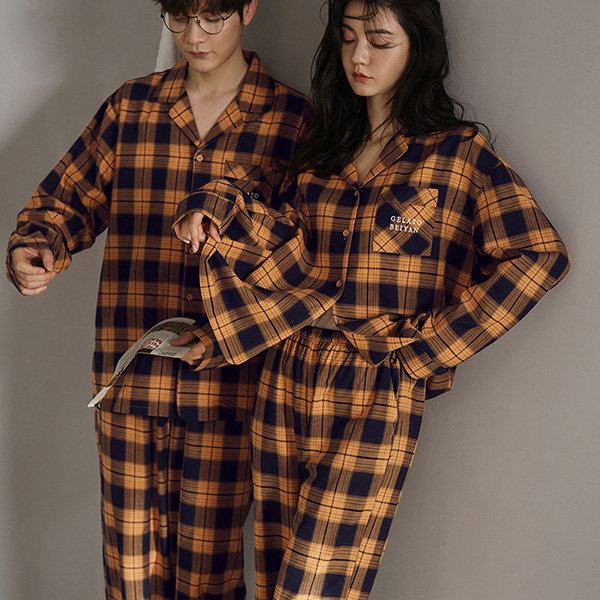 Orange Plaid Couple Pajamas from Apollo Box