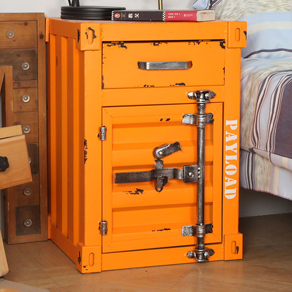 Retro Inspired Iron Drawer Cabinet - Orange - Red - 5 Colors