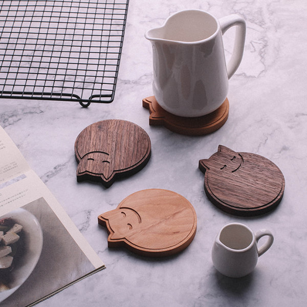Wooden Coaster Gift Set Threes Company Awesome Ceramic Coffee MUG 