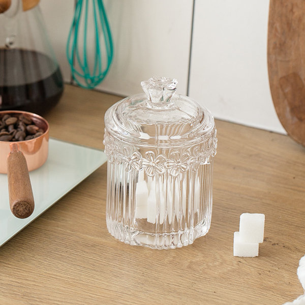 Embossed Design Storage Jar - Crystal Glass - 6 Patterns - ApolloBox