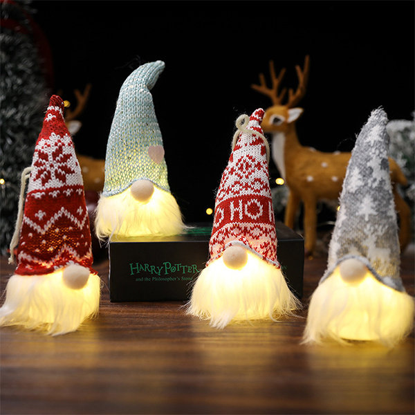 Gnome Christmas Decorations with Light, 12 Lighted Christmas Gnomes