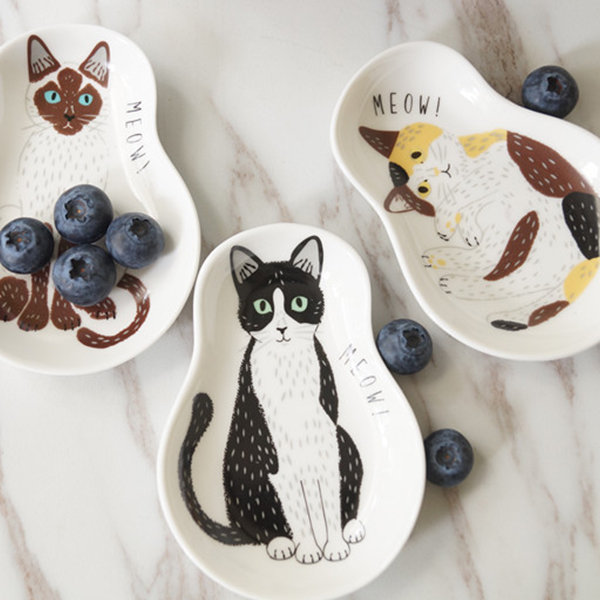 Cat Dish - Calico - Black and White - ApolloBox