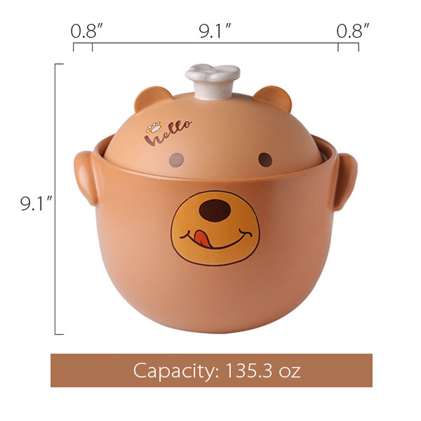 Cute Bear Animal Ceramic Casserole Household Stew Pot Soup - Temu