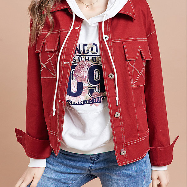 Threadbare ROME - Denim jacket - racing red/red - Zalando.de