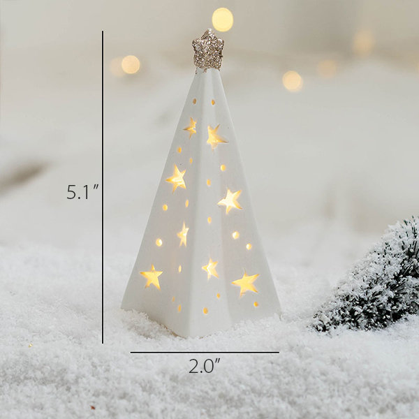 Glowing Christmas Snow Tree Ornaments - Desktop Decorations With