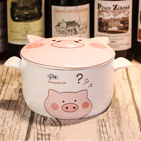 cute pink pig pot ceramic cookware