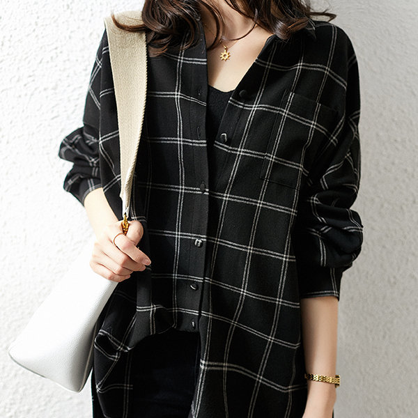 Black And White Plaid Shirt - ApolloBox