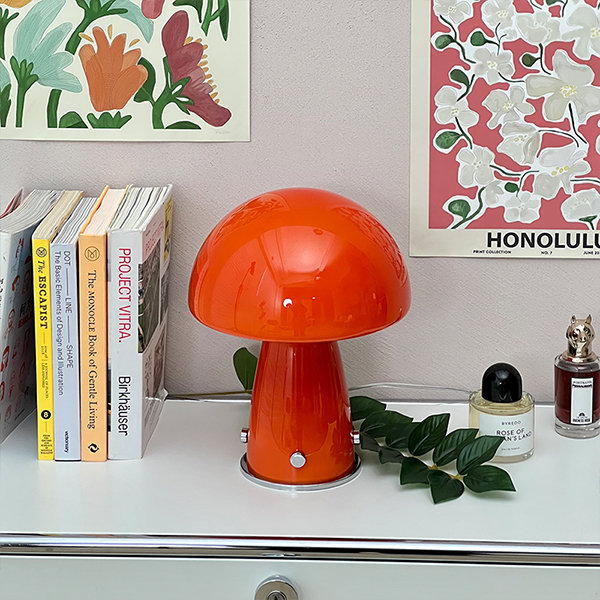 Mushroom Table Lamp - Iron - Orange - Green from Apollo Box