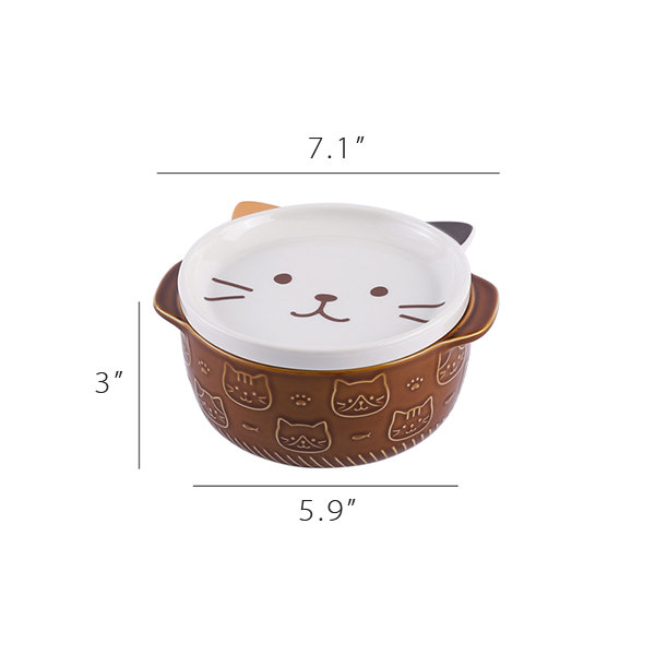 Cartoon Animal Ceramic Bowl with Glass Lid - Perfect for Kids - Kyoot  Kitchen