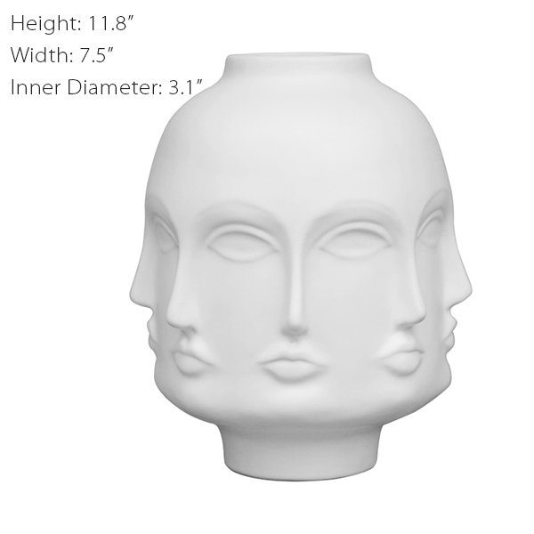White Ceramic Face Inspired Vase - ApolloBox