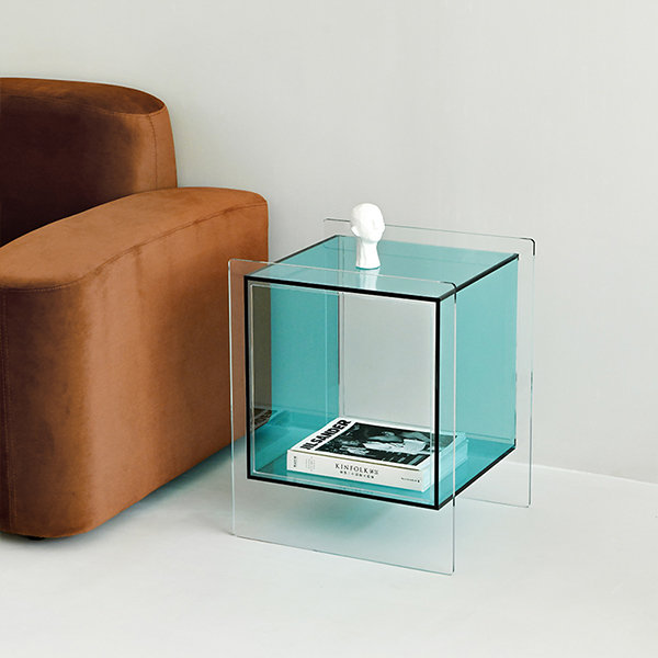 Cube Inspired Acrylic Side Table, Acrylic Box Coffee Table