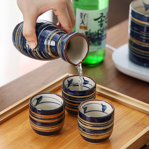 Sake Set Ceramic Sake Set, Japanese Sake Cup Set, Sake Pot, Wine Dispenser  & Cup, Japanese Drinking Glasses Set,dad's Gift 