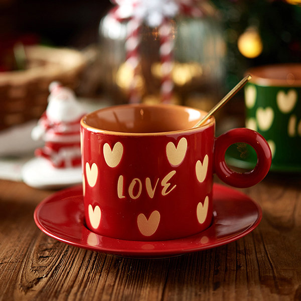 Love And Hearts Coffee Cup And Saucer - ApolloBox