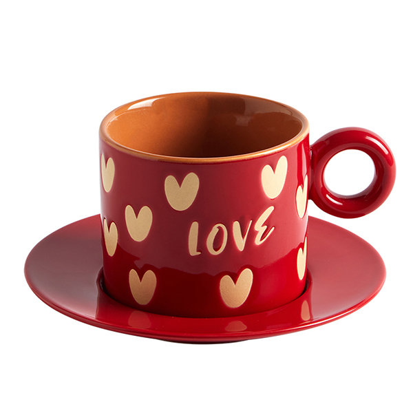 Love And Hearts Coffee Cup And Saucer - ApolloBox