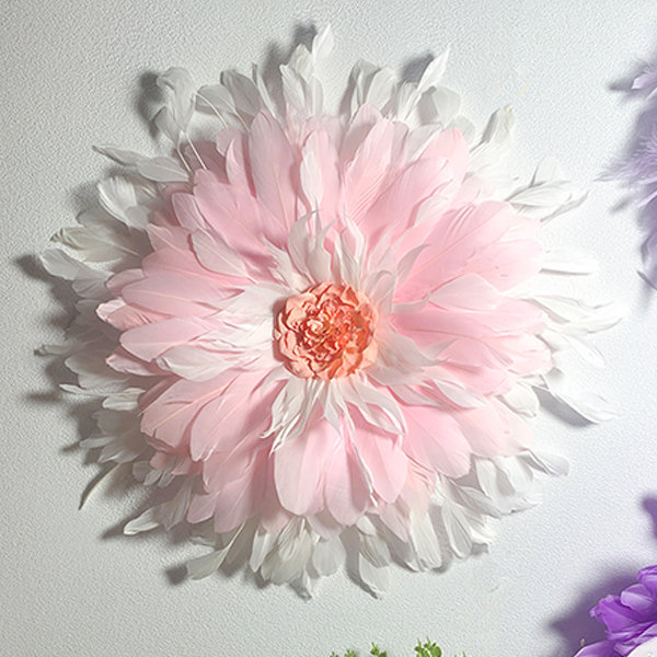 Feather Wall Decor - Floral - Pink - White - ApolloBox