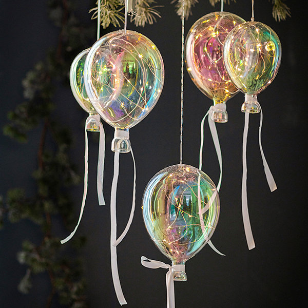 8' Foot Long Hanging Acrylic Bubble Globe Garland -- Iridescent Clear